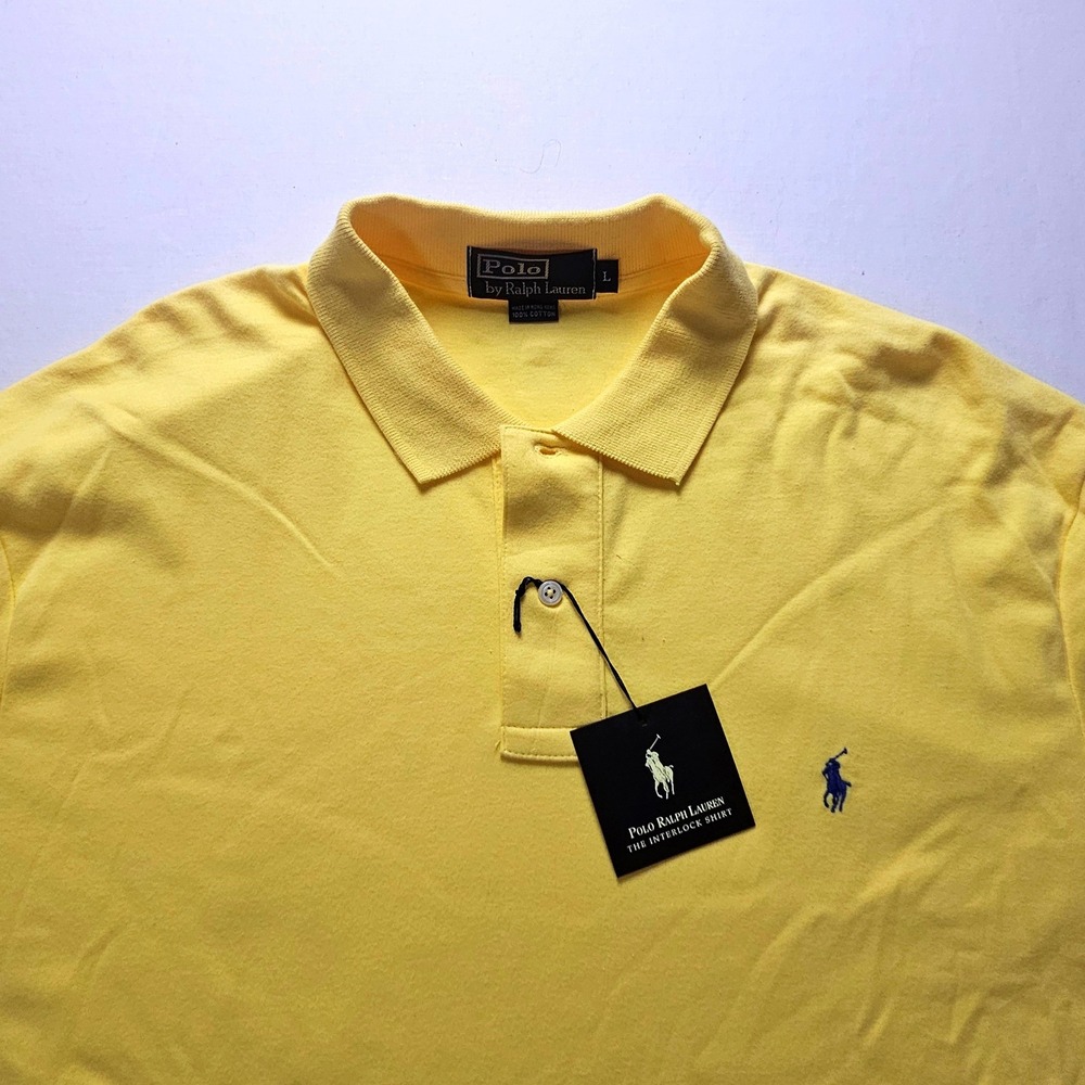 Polo Ralph Lauren The Interlock Shirt Mens Large Yellow Blue Pony NWT